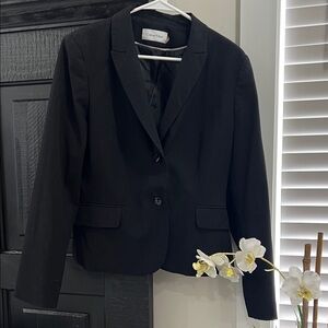 Size 14 Calvin Klein Elegant Black Jacket Blazer Suit Large XL